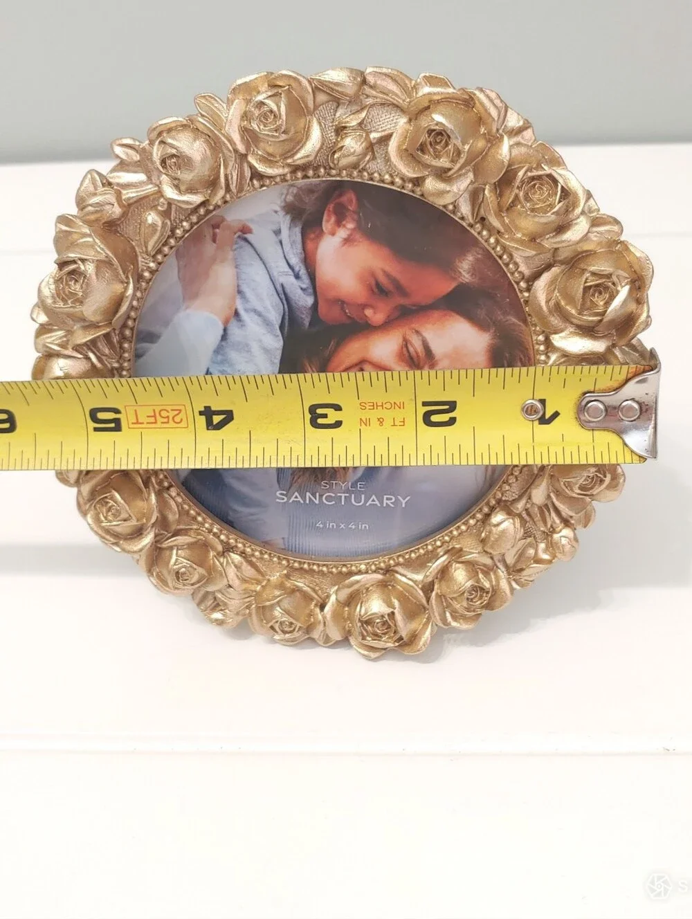 Style sanctuary ornate gold rose 2 round photo frame shabby elegant home decor